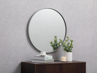 Metal frame round mirror 24 inch Grey