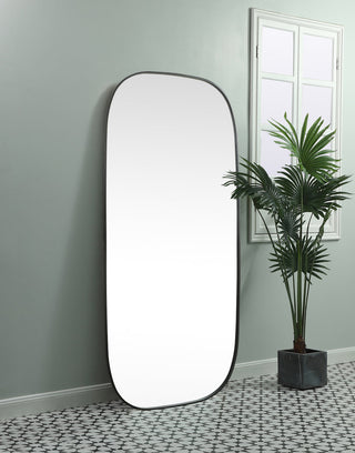 Metal Frame Oval Mirror 36x72 Inch in Black