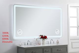 Lux 42in x 72in Hardwired LED mirror with magnifier and color changing temperature 3000K/4200K/6000K