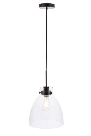 Frey 1 light Black and Clear glass pendant