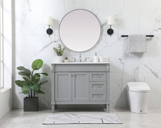 42 inch Single bathroom vanity in grey with backsplash