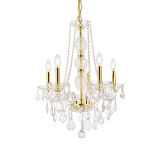 Verona 5 light Gold Chandelier Clear Royal Cut Crystal