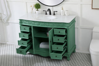 48 inch Single Bathroom vanity in vintage mint with ivory white engineered marble