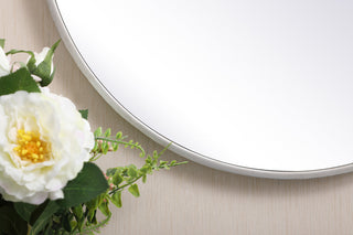 Metal frame round mirror with decorative hook 21 inch in silver