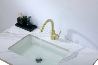 Louis Single Hole Single Handle Bathroom Faucet in Brushed Gold