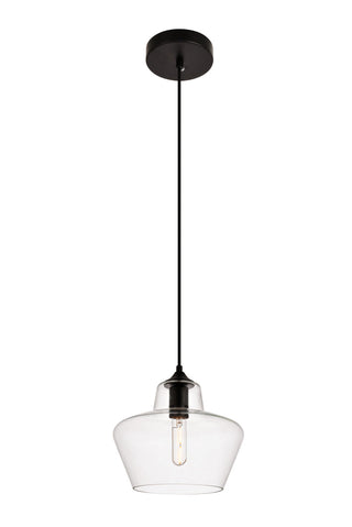 Placido Collection Pendant D9.8 H9.3 Lt:1 Black and Clear Finish