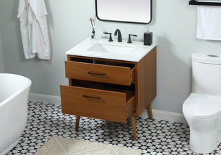 30 inch Single bathroom vanity in teak