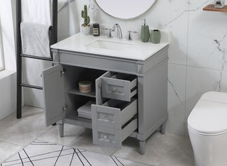 36 inch Single bathroom vanity in grey with backsplash