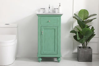 19 inch Single Bathroom vanity in vintage mint with ivory white engineered marble