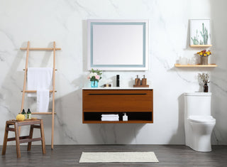 40 inch Single bathroom vanity in teak with backsplash