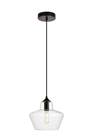 Placido Collection Pendant D9.8 H9.3 Lt:1 Black and Clear Finish