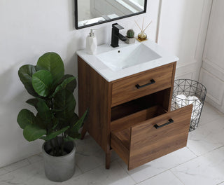 24 inch bathroom vanity in walnut brown