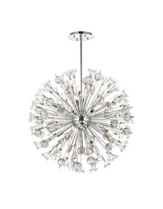 Vera 32 inch crystal starburst round pendant in chrome