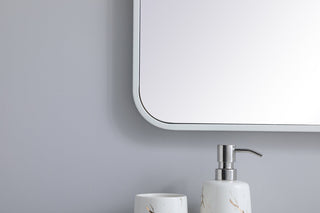 Soft corner metal rectangular mirror 27x40 inch in White