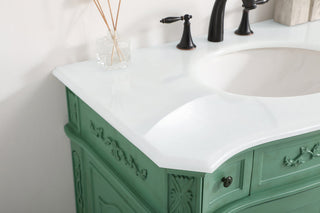 36 inch Single Bathroom vanity in vintage mint with ivory white engineered marble