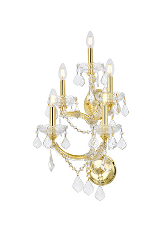 Maria Theresa 5 light Gold Wall Sconce Clear Royal Cut Crystal