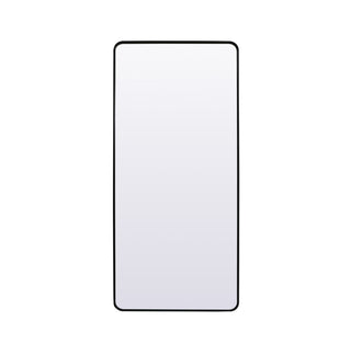 Soft Corner Metal Rectangle Full Length Mirror 32x72 Inch in Black