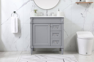 32 inch Single bathroom vanity in grey with backsplash