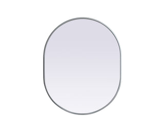 Metal Frame Oval Mirror 24x30 Inch in Silver