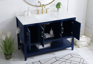 48 inch Single Bathroom Vanity in Blue with Backsplash