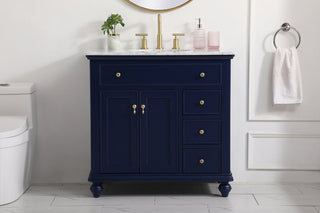 36 inch Single bathroom vanity in blue