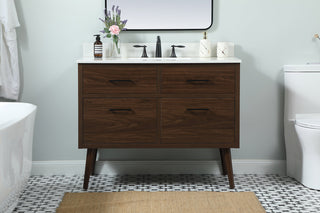 42 inch Single bathroom vanity in walnut with backsplash