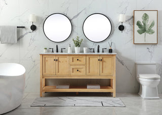 60 inch double bathroom vanity in natural wood