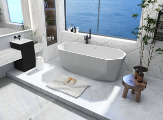 67 inch soaking diamond style bathtub in glossy white