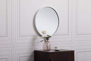 Metal frame round mirror 18 inch in White