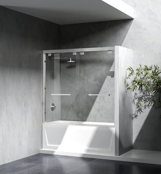 Semi-frameless tub door 60 x 60 Brushed Nickel