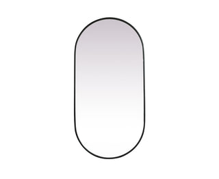 Metal Frame Oval Mirror 24x48 Inch in Black