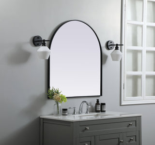 Metal Frame Arch Mirror 33x36 Inch in Black