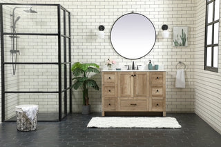 48 inch Single bathroom vanity in natural oak with backsplash