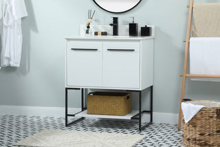 30 inch Single bathroom vanity in white with backsplash