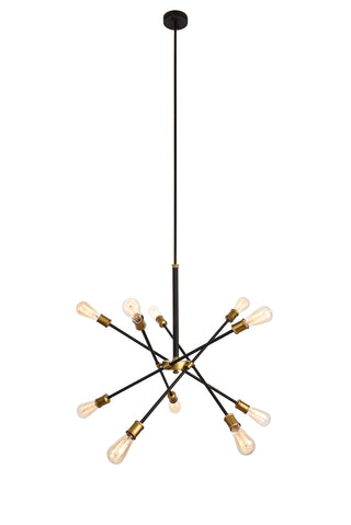 Axel Collection Chandelier D27.2 H32.5 Lt:10 Black and Brass Finish