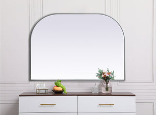 Metal Frame Arch Mirror 42x30 Inch in Silver