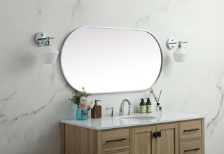 Metal Frame Oval Mirror 24x48 Inch in Silver