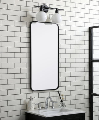 Soft corner metal rectangular mirror 18x36 inch in Black