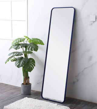 Soft corner metal rectangular mirror 18x60 inch in Blue