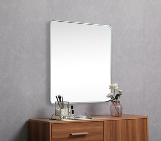 Soft corner metal square mirror 48x48 inch in Silver