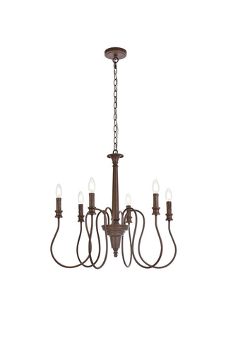 Flynx 6 lights pendant in weathered oak