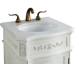 21 inch Single Bathroom vanity in Antique White with ivory white engineered marble