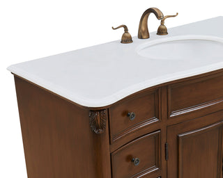 48 inch Single Bathroom vanity in Teak Color with ivory white engineered marble