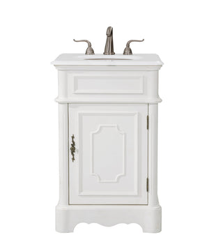 21 inch Single Bathroom vanity in Antique White with ivory white engineered marble