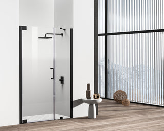 Semi-frameless hinged shower door 48 x 72 Matte Black