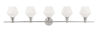 Gene 5 light Chrome and Frosted white glass Wall sconce