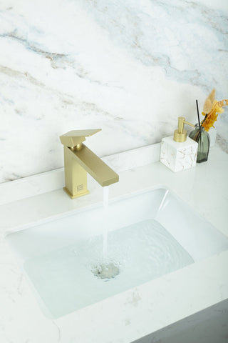 Jakob Single Hole Single Handle Bathroom Faucet in Brushed Gold