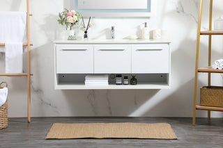 48 inch Single bathroom vanity in white with backsplash