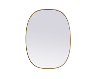 Metal Frame Oval Mirror 30x40 Inch in Brass