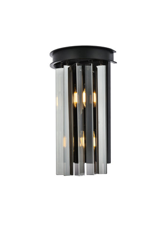 Sydney 2 light Matte Black Wall Sconce Silver Shade (Grey) Royal Cut Crystal